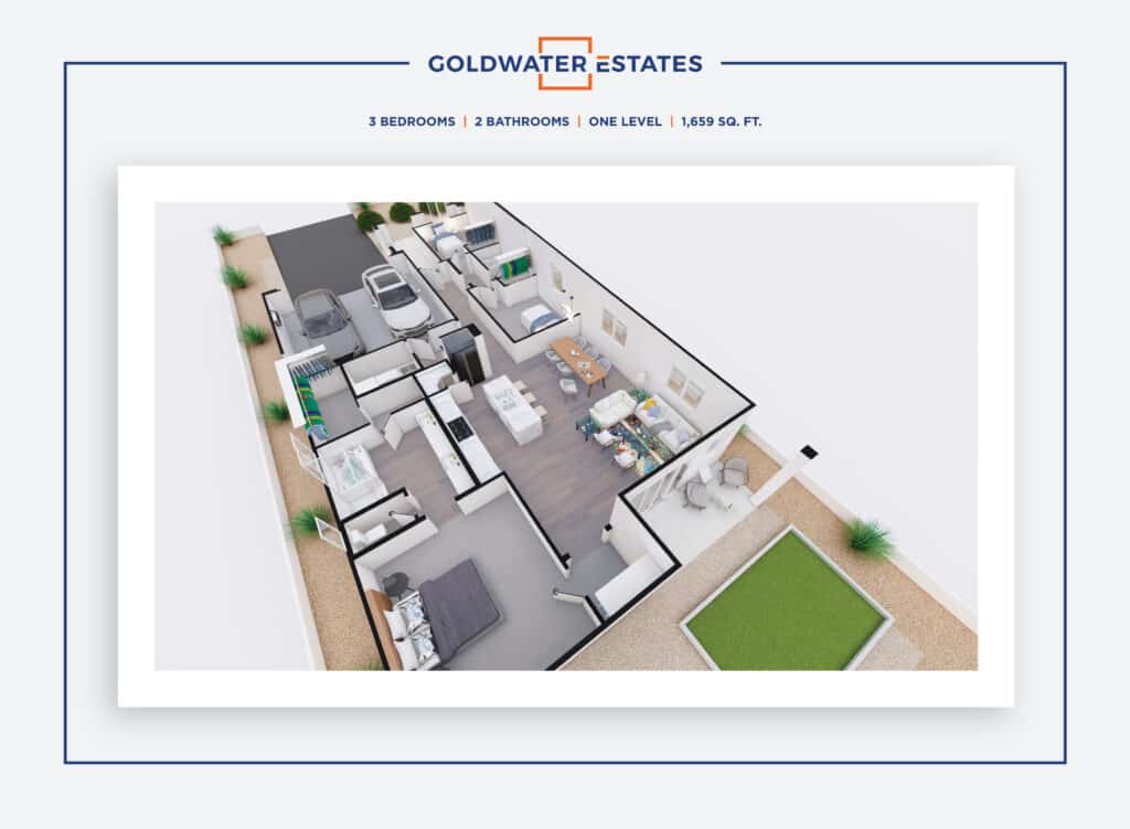 Goldwater Estates_3 Bedroom_3D Floor Plan_2